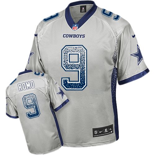 Men's Elite Tony Romo Nike Jersey Grey - #9 Drift Fashion NFL Dallas Cowboys